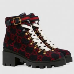 Ankle Blue Red GG Wool Boots