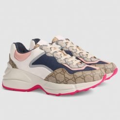 Women's Rhyton Beige/Blue GG Canvas