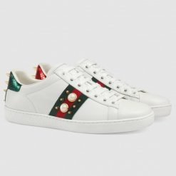 Women Ace Studded White Leather