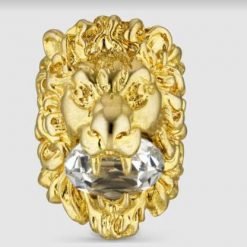 Lion head ring with crystal