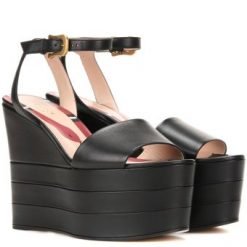 Gucci Platform leather sandals Black