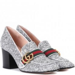 Gucci Glitter loafer pumps Argento