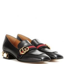 Gucci Embellished leather loafers Brown
