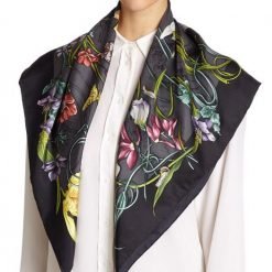 Gucci Chrissy Silk Scarf Charcoal-Grey N408788612284