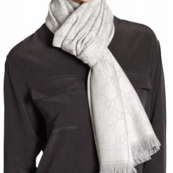GG Pattern Wool Scarf Grey N408762821428