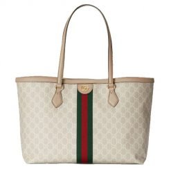 Ophidia GG medium tote Beige and white