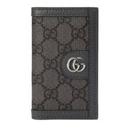 Ophidia card case Gray and Black GG Supreme Canvas
