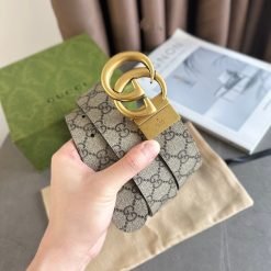 Gucci canvas leather belt Beige
