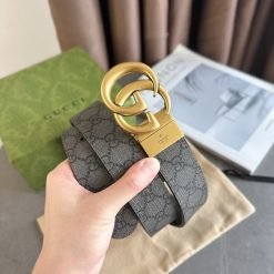 Gucci canvas leather belt Gray